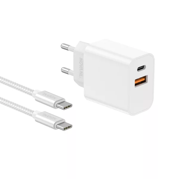 NovaNL - Chargeur 20W USB-A et USB-C + Câble USB-C - USB-C