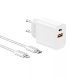 NovaNL - Chargeur 20W USB-A et USB-C + Câble USB-C - Lightning