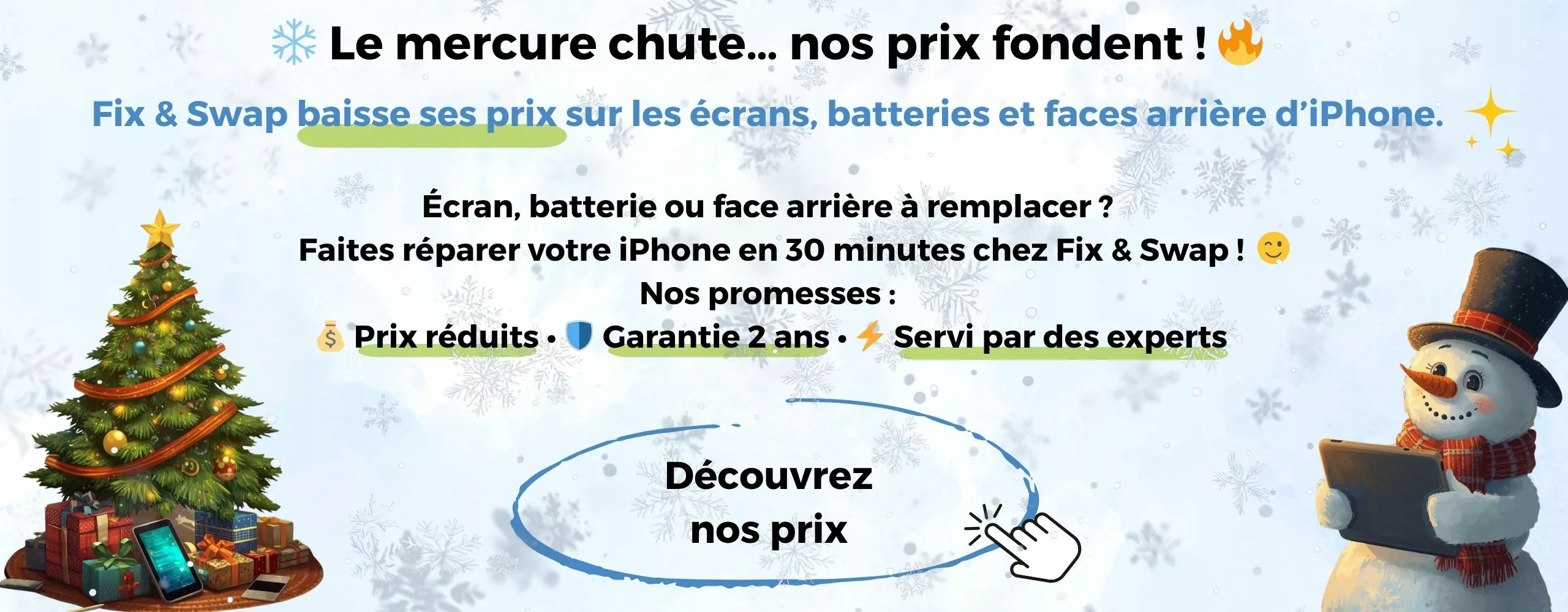 Diminution de prix pour les réparations des écrans, batteries et face arrière d'iPhones chez Fix & Swap